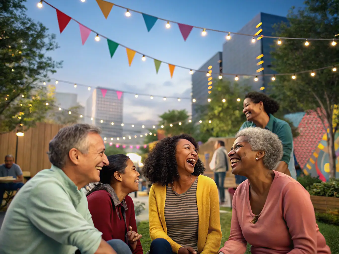 A diverse group of community members gathered at THEATRE ANTIOCHE for a special event, showcasing the theatre's commitment to community engagement and cultural enrichment.